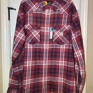 NWT Carhartt Men's 3XL Red Plaid Work Shirt Jacket